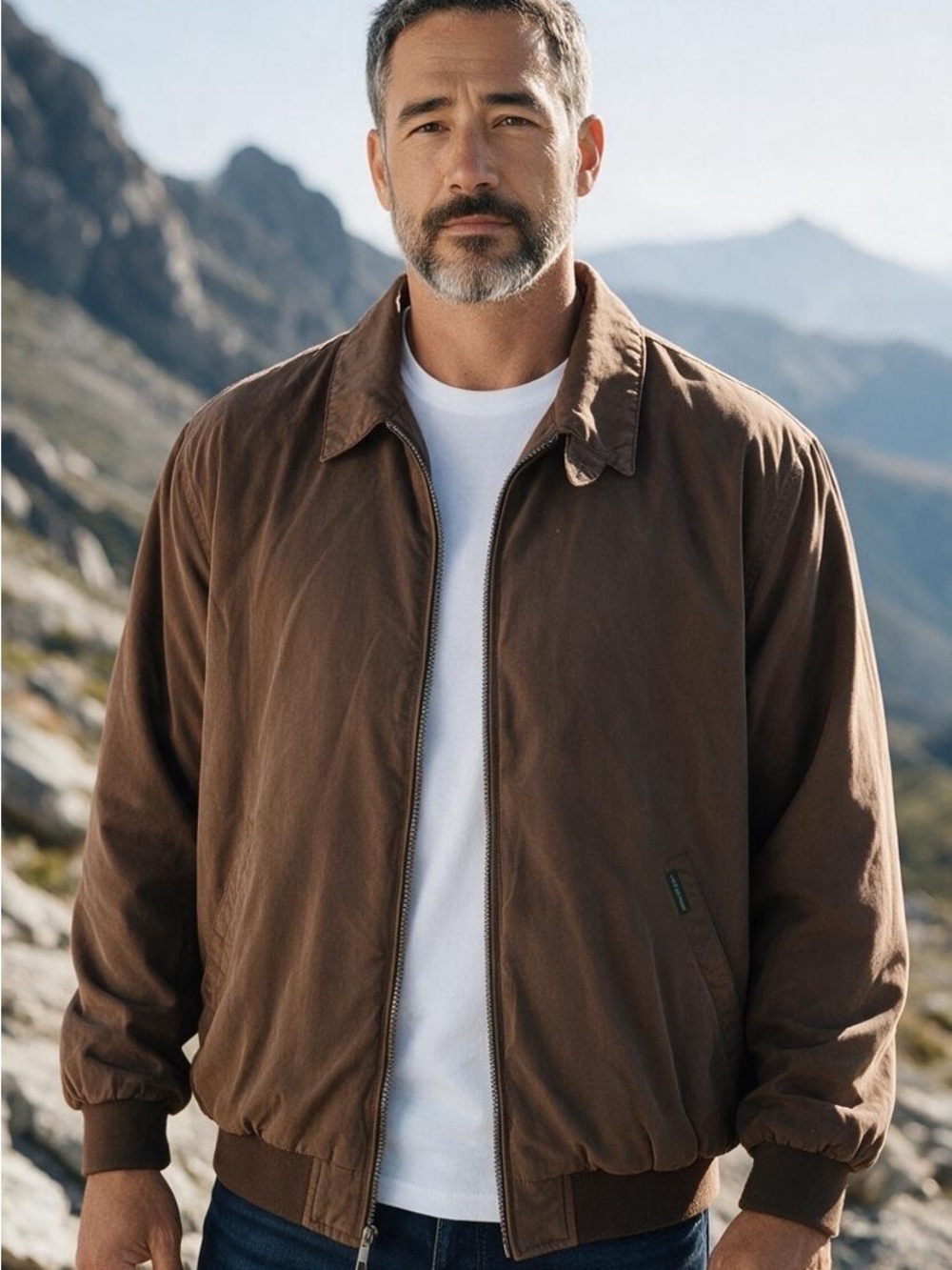 Weatherproof Men's Brown Zip-Up Casual Bomber Jacket